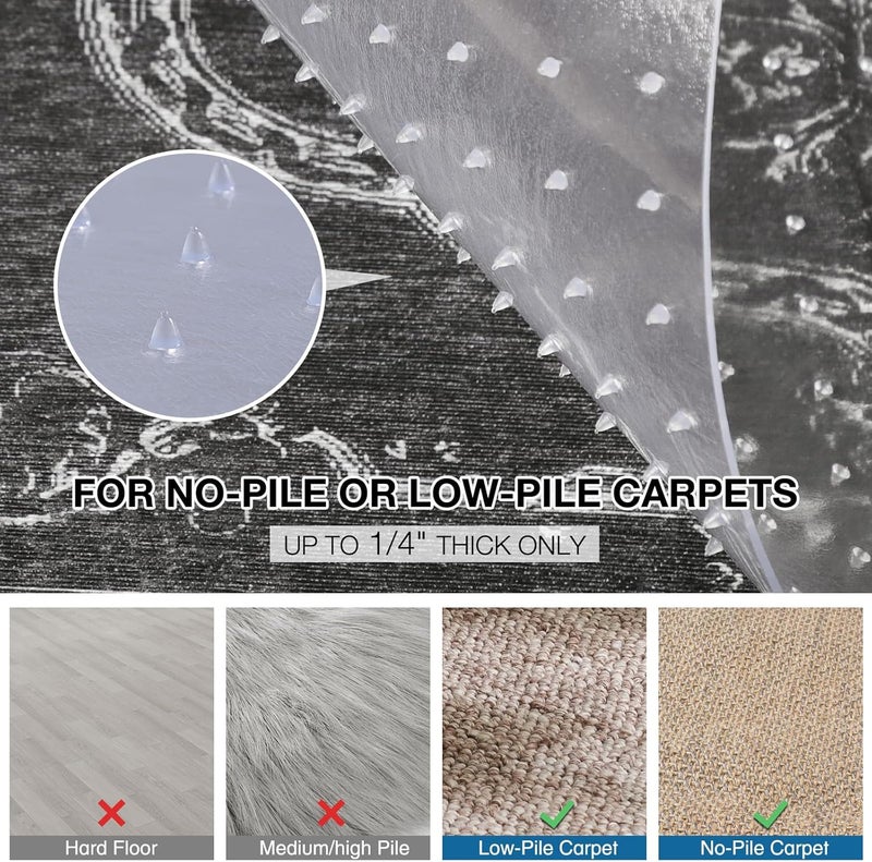 FUNMAT Chair Mat for Carpet, 36" x 48" Desk Chair Mat for Carpeted Floors, Non-Slip Office Vinyl Mat for Carpet with Studded, Easy Glide Heavy Duty Floor Protector Mat for Home Office, Clear - Image 4